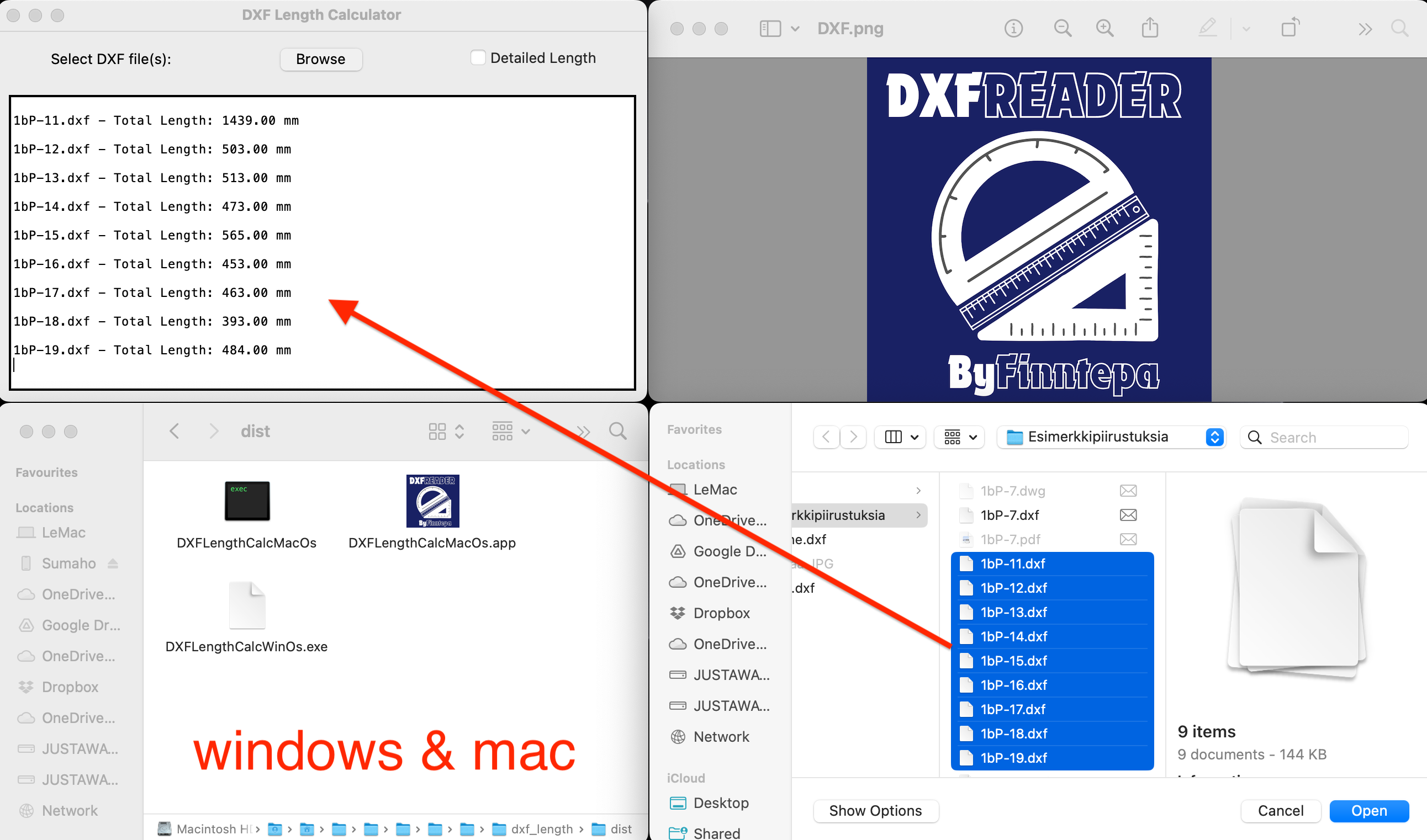 DXF Calculator